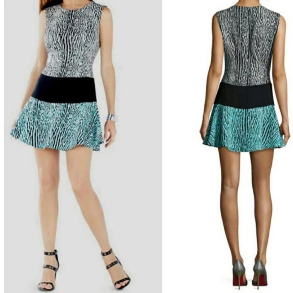 BCBG Colorful Cheetah Print Lillian Cocktail Dress Size 0